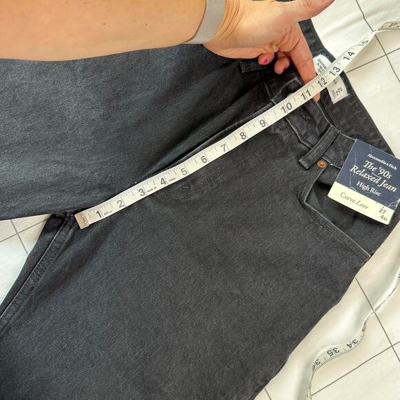 Abercrombie & Fitch Jeans Womens 27 Extra Short Black 90s Relaxed Curve Love New - Picture 9 of 11